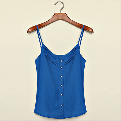 Online discount shop Australia - Fashion Blouse Women Tank Top Sexy V Neck Button Ladies Casual Cropped Vest Chiffon Tops Plus Size 3XL