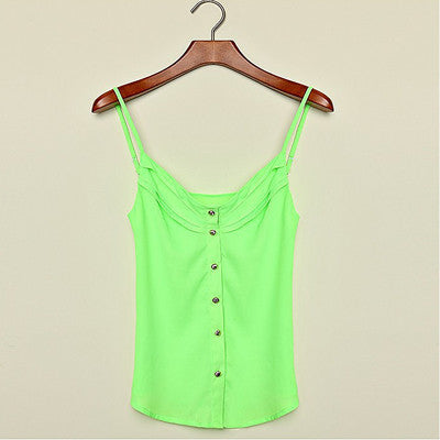 Online discount shop Australia - Fashion Blouse Women Tank Top Sexy V Neck Button Ladies Casual Cropped Vest Chiffon Tops Plus Size 3XL
