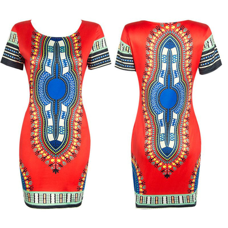 Online discount shop Australia - Dress Sexy Mini African Tranditional Print Dashiki Dress Ladies Dresses Folk Art African Women Dress Clothing