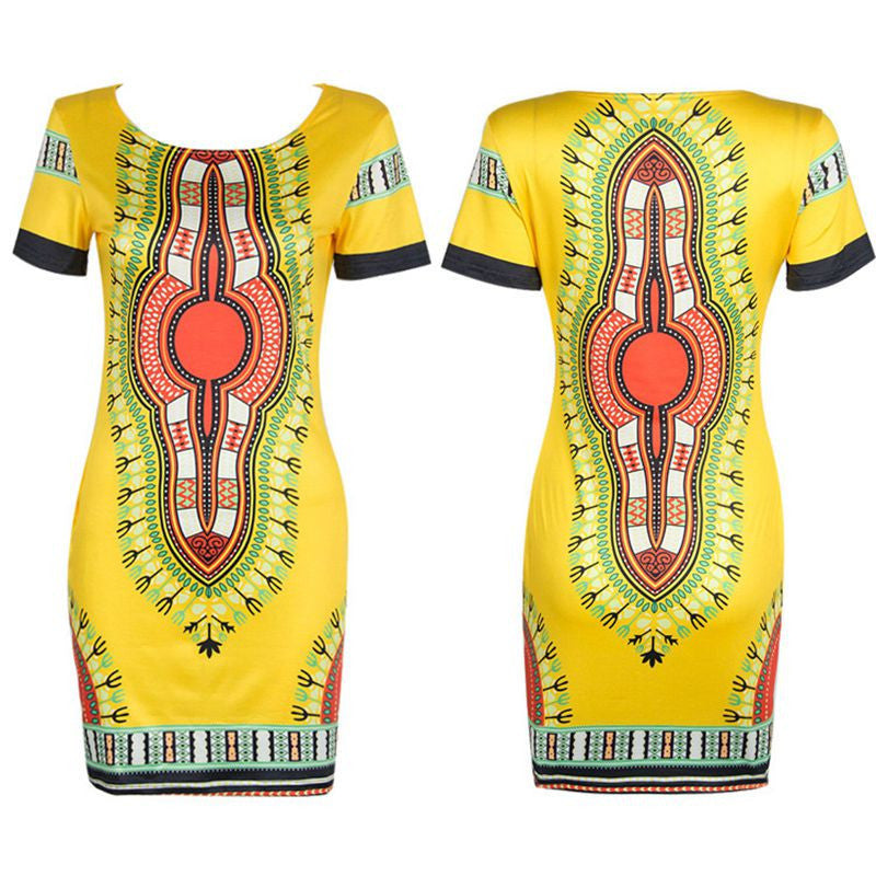 Online discount shop Australia - Dress Sexy Mini African Tranditional Print Dashiki Dress Ladies Dresses Folk Art African Women Dress Clothing