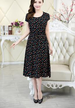 Women clothing medium-long casual dress short-sleeve o-neck loose plus size female summer style dresses
