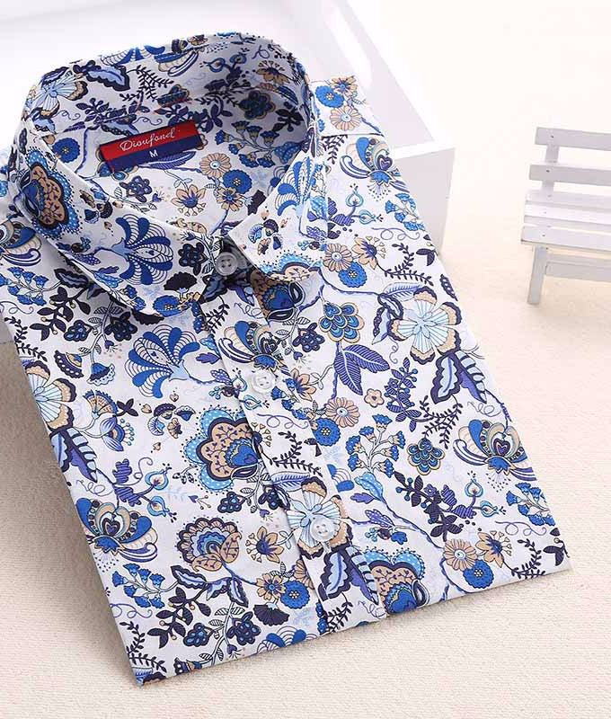Shirt Women Blouses Long Sleeves Women Shirts Floral Cotton Tribal Print Blouses Vintage Women Tops