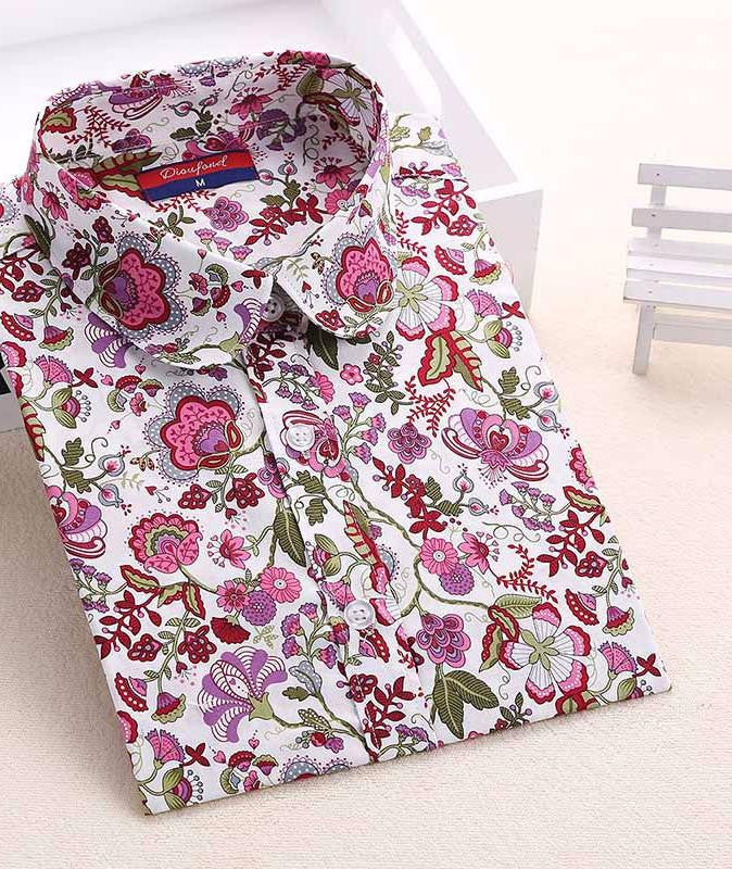 Shirt Women Blouses Long Sleeves Women Shirts Floral Cotton Tribal Print Blouses Vintage Women Tops