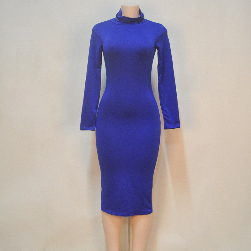 Online discount shop Australia - Kim Kardashian Dress Autumn Black Turtleneck Solid Party Dress Sexy Long Sleeve Bodycon Bandage Dress