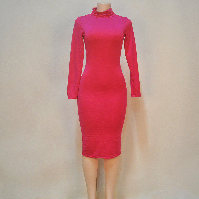 Online discount shop Australia - Kim Kardashian Dress Autumn Black Turtleneck Solid Party Dress Sexy Long Sleeve Bodycon Bandage Dress