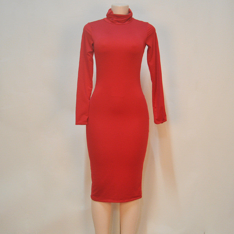 Online discount shop Australia - Kim Kardashian Dress Autumn Black Turtleneck Solid Party Dress Sexy Long Sleeve Bodycon Bandage Dress