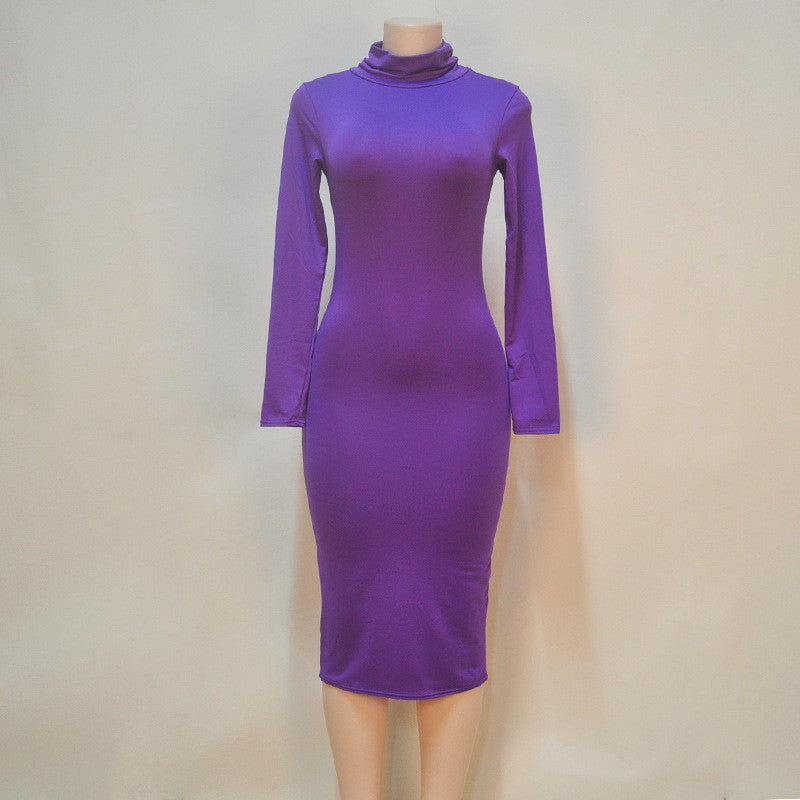 Online discount shop Australia - Kim Kardashian Dress Autumn Black Turtleneck Solid Party Dress Sexy Long Sleeve Bodycon Bandage Dress