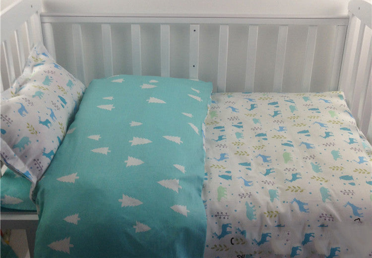 Online discount shop Australia - 3 Pcs Cotton Crib Bed Linen Kit Cartoon Baby Bedding Set Includes Pillowcase Bed Sheet Duvet Cover Without Filler
