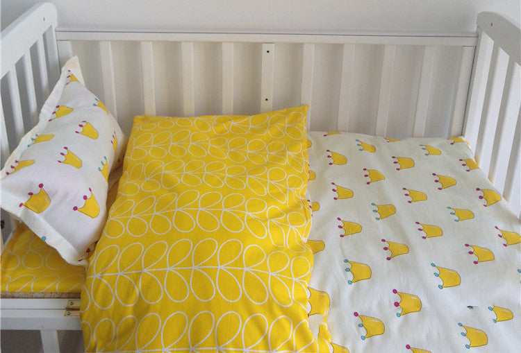 Online discount shop Australia - 3 Pcs Cotton Crib Bed Linen Kit Cartoon Baby Bedding Set Includes Pillowcase Bed Sheet Duvet Cover Without Filler