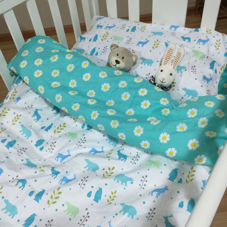 Online discount shop Australia - 3 Pcs Cotton Crib Bed Linen Kit Cartoon Baby Bedding Set Includes Pillowcase Bed Sheet Duvet Cover Without Filler