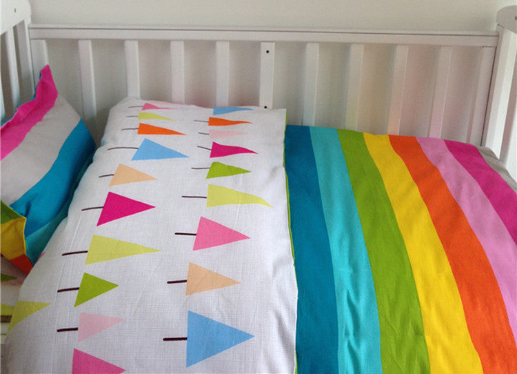 Online discount shop Australia - 3 Pcs Cotton Crib Bed Linen Kit Cartoon Baby Bedding Set Includes Pillowcase Bed Sheet Duvet Cover Without Filler