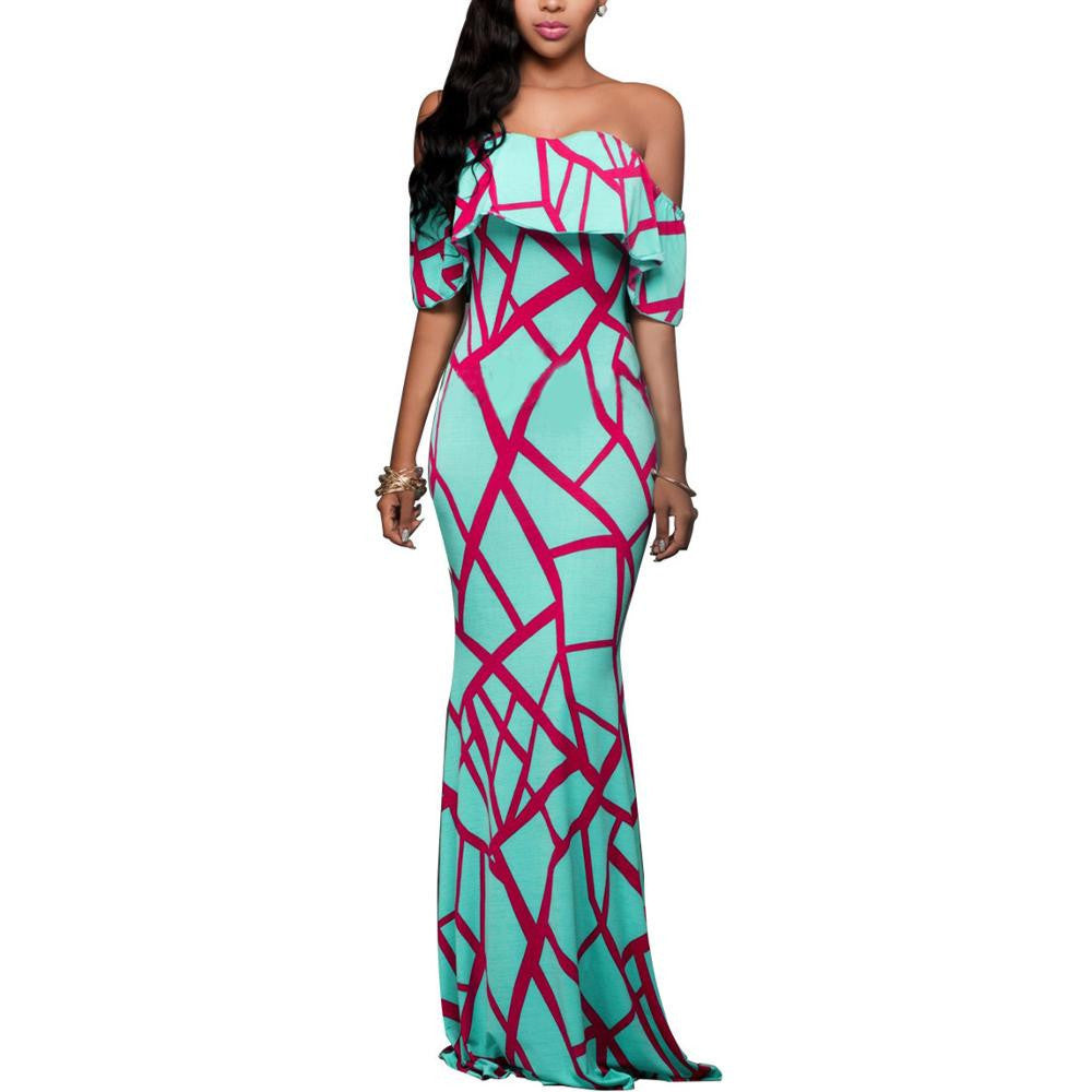 Online discount shop Australia - Boho Fashion Sexy Bodycon Long Summer Dresses Off The Shoulder Strapless Flower Print Backless Elegant Party Maxi Dress