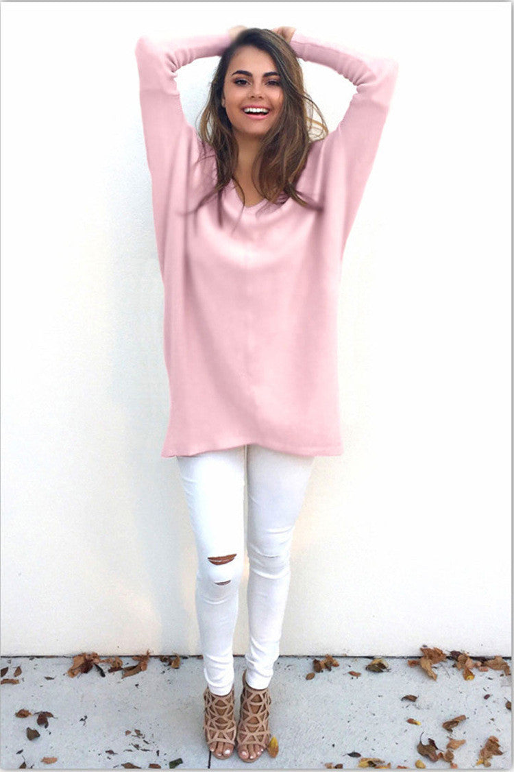 Autumn Winter Sweater Women Pullovers Knitted Casual Cashmere Sweaters V-Neck Loose Pullover Long Sleeve Jumpers - CelebritystyleFashion.com.au online clothing shop australia