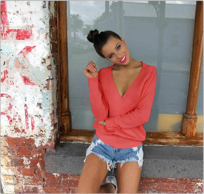 Autumn Winter Sweater Women Pullovers Knitted Casual Cashmere Sweaters V-Neck Loose Pullover Long Sleeve Jumpers - CelebritystyleFashion.com.au online clothing shop australia