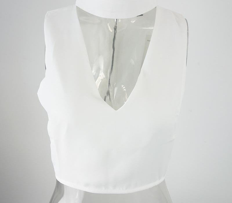 high neck white halter girls 90's cropped tank top Summer sexy v neck sleeveless women short crop tops - CelebritystyleFashion.com.au online clothing shop australia