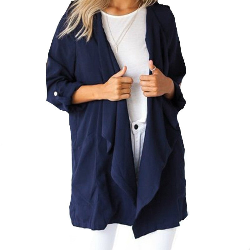 Online discount shop Australia - 3 Color New  Fashion Women  Long Sleeve Jacket Coat Solid Pocket Cardigan Tops  Plus Size