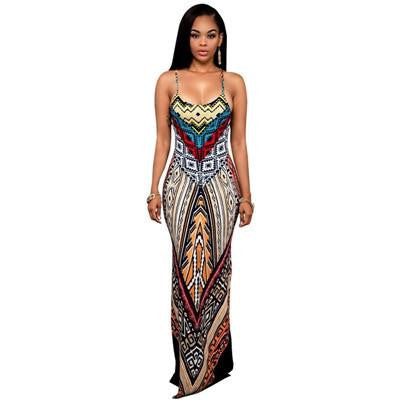 Women Summer Maxi Dress Long Ladies Party Dresses Plus Size Robe Sundress Backless Bandage Boho Split Bodycon Dress