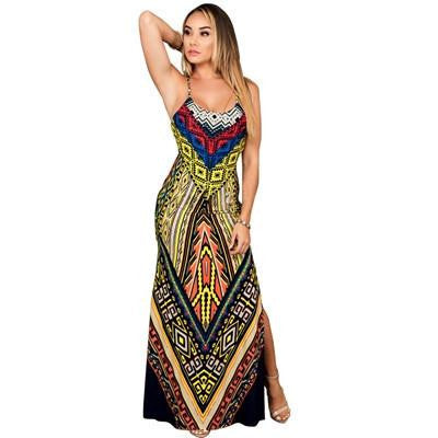 Women Summer Maxi Dress Long Ladies Party Dresses Plus Size Robe Sundress Backless Bandage Boho Split Bodycon Dress