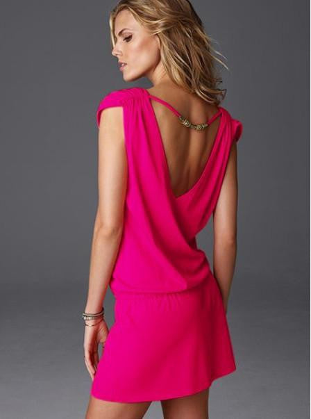 women loosebeach dress sleeveless v neck backless cotton plus size elastic waist slim casual dress vestidos sexy