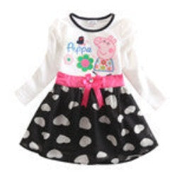 Online discount shop Australia - Girls dress two color 2-6T cartoon characters children's clothes pepa baby girl casual fashion baby frocks