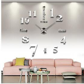 DIY 3d Home Decoration Wall Clock Big Mirror Wall Clock Modern Design,Large Size Wall Clocks.DIY Wall Sticker Unique Gift