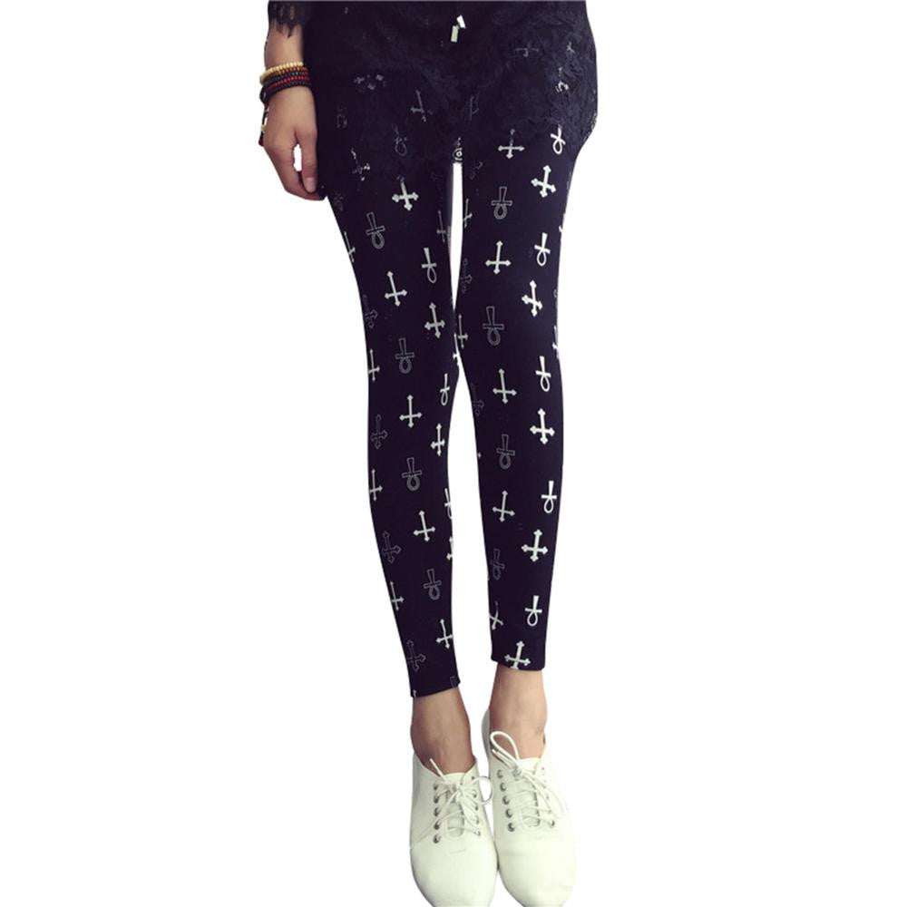 Women Leggings Ninth Casual Pants Plaid Flowers Print Fitness Leggings Women Slim Leggings Flower Leggins