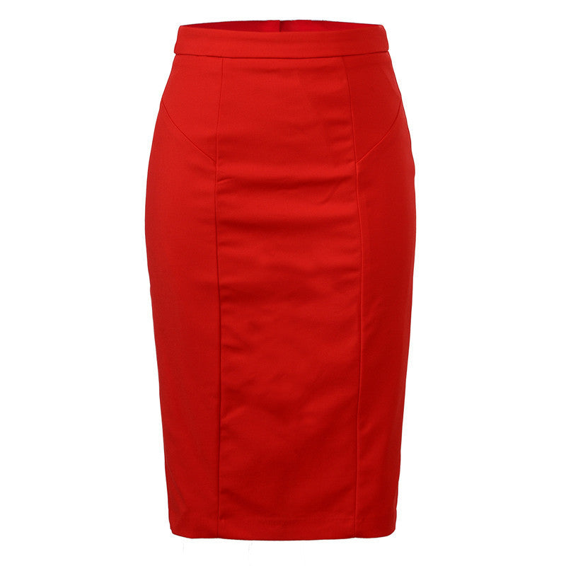Online discount shop Australia - Casual Women Skirt Knee-length High Waisted Empire Midi Pencil Skirt