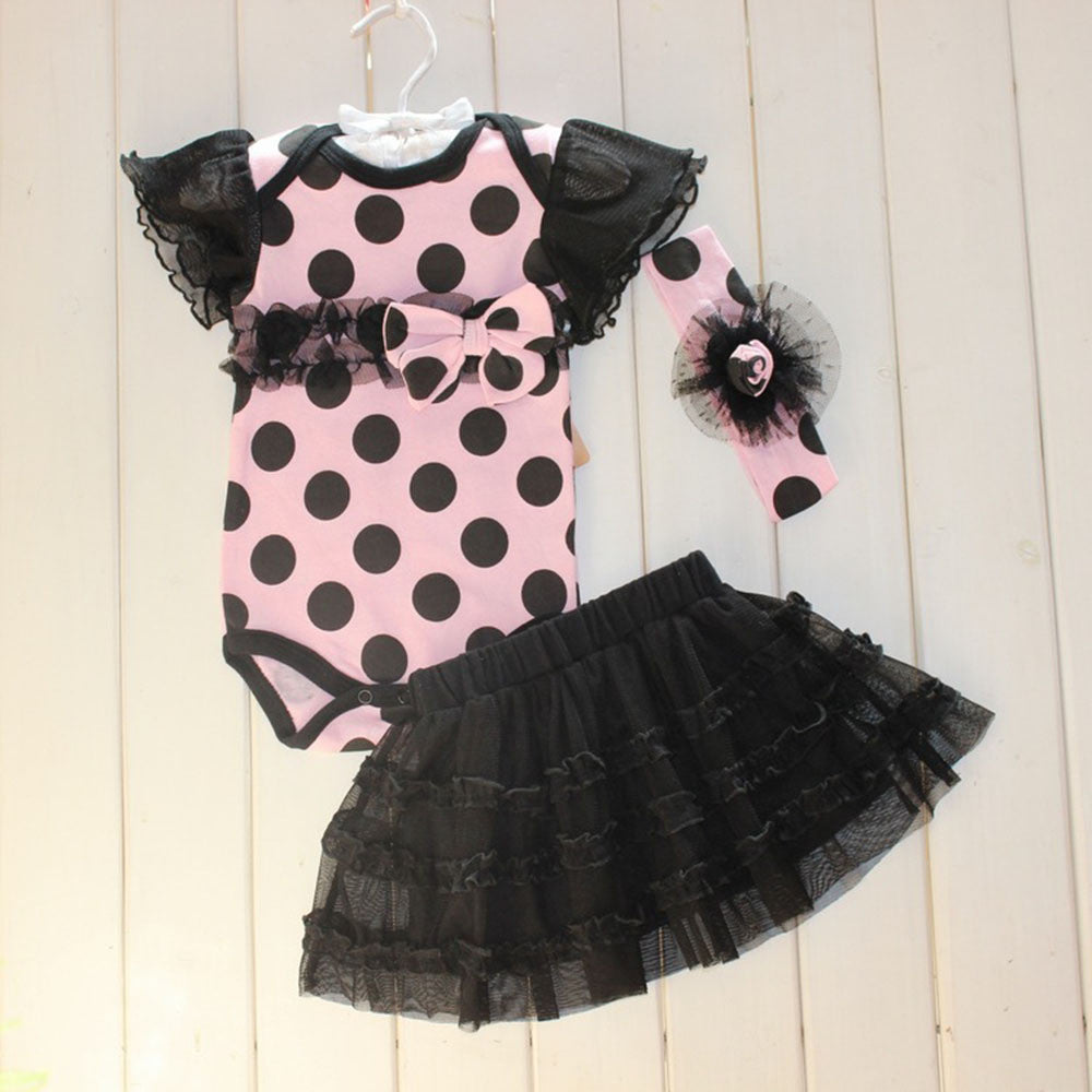 Baby Clothing Set Baby Girl Clothes 3 pcs Sets Romper +Tutu Skirt + Headband 3pcs Sets Polka-dot Princess Tutu Dress - CelebritystyleFashion.com.au online clothing shop australia