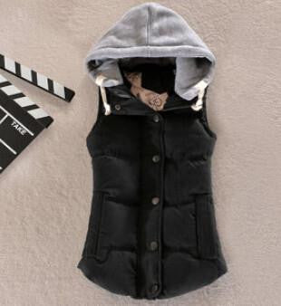 Women Fashion Waistcoat Hooded Thick Warm Down Cotton Wool Collar Vest Female Large Size Jacket&Outerwear BN293
