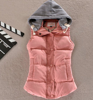 Women Fashion Waistcoat Hooded Thick Warm Down Cotton Wool Collar Vest Female Large Size Jacket&Outerwear BN293