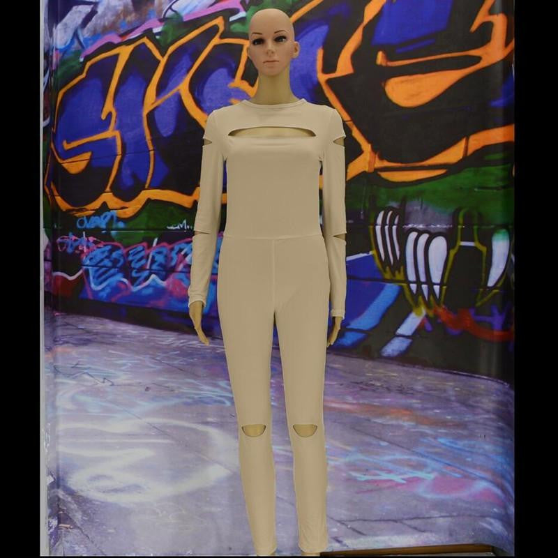 Women Bodycon Jumpsuit Long Sleeve Hollow Out Fahion Club Overalls Bodysuit Rompers Womens Jumpsuits