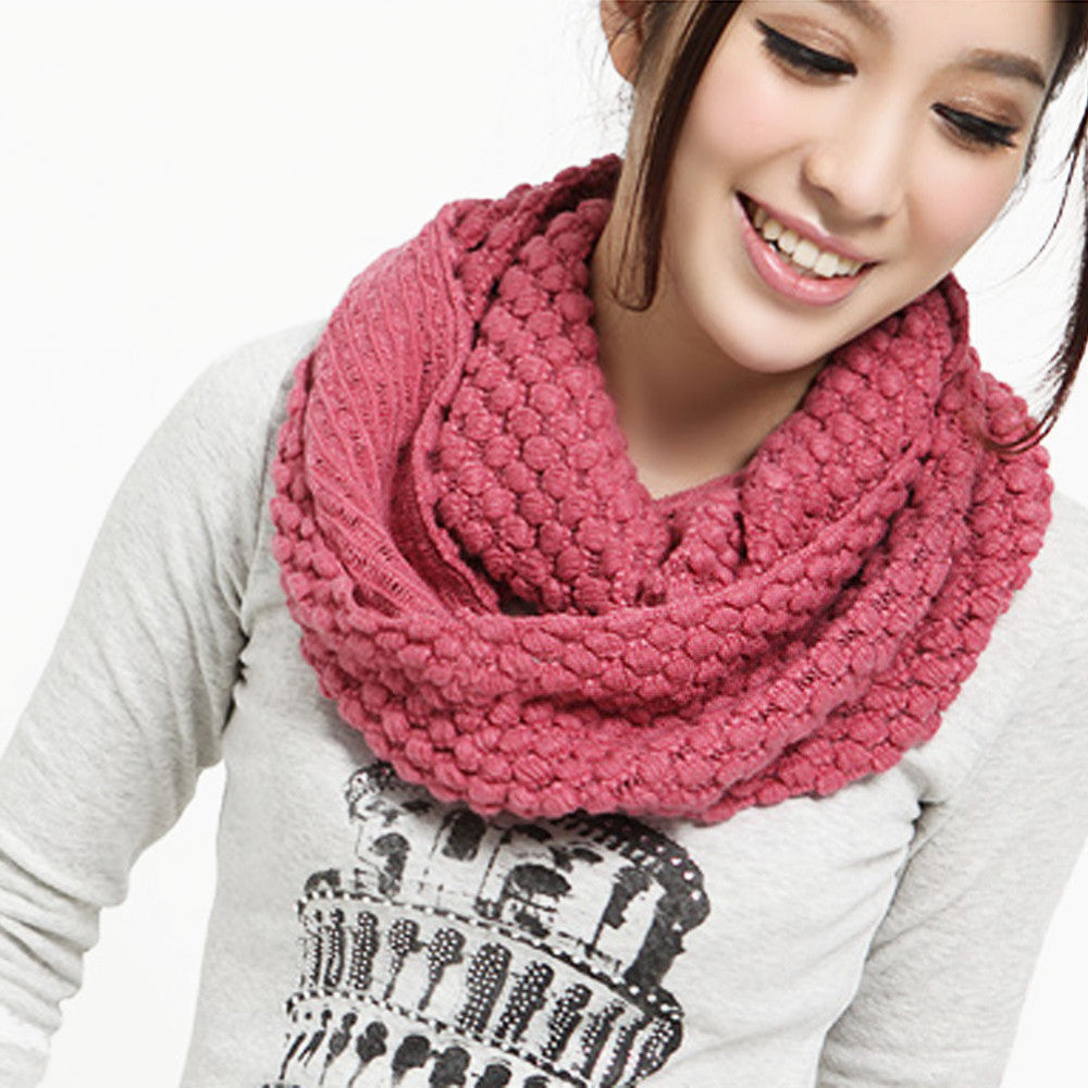 Online discount shop Australia - Fashion Women Warm Knitted Neck 2 Circle Wool Cowl Snood Long Scarf Shawl Scarfs Women Knitted Long Ring Scarf