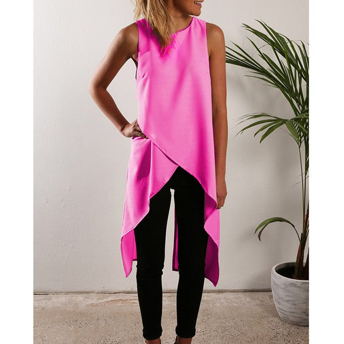 Online discount shop Australia - Fashion Women Ladies Casual Sleeveless Vest  Shirt Long Tops Dress ND029