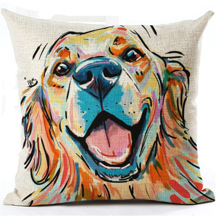 Online discount shop Australia - Fashion Style Cartoon dog Cushion Customized Throw Pillow Home Decorative Cotton Linen Square Printing