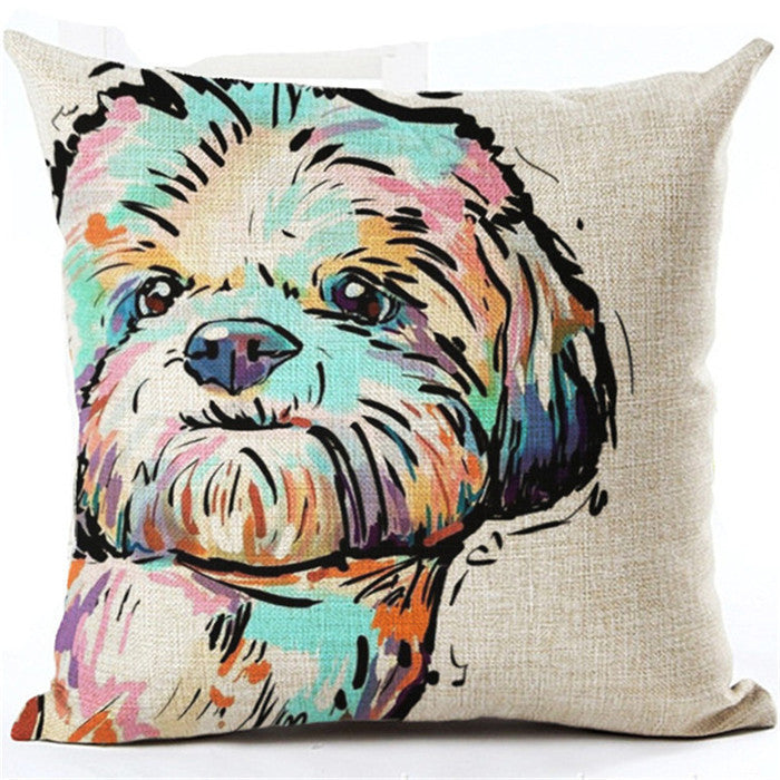 Online discount shop Australia - Fashion Style Cartoon dog Cushion Customized Throw Pillow Home Decorative Cotton Linen Square Printing