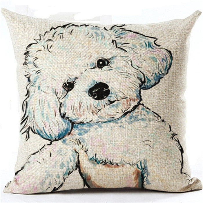 Online discount shop Australia - Fashion Style Cartoon dog Cushion Customized Throw Pillow Home Decorative Cotton Linen Square Printing