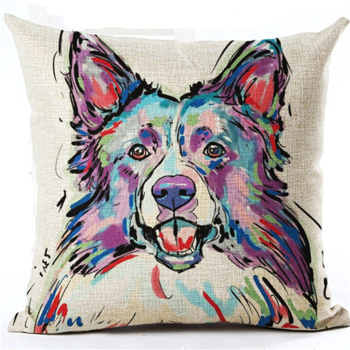 Online discount shop Australia - Fashion Style Cartoon dog Cushion Customized Throw Pillow Home Decorative Cotton Linen Square Printing