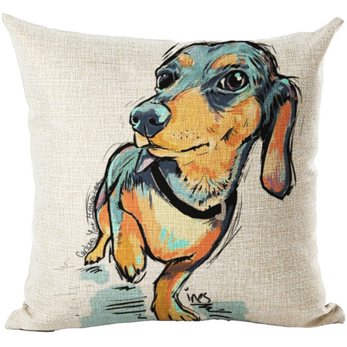 Online discount shop Australia - Fashion Style Cartoon dog Cushion Customized Throw Pillow Home Decorative Cotton Linen Square Printing