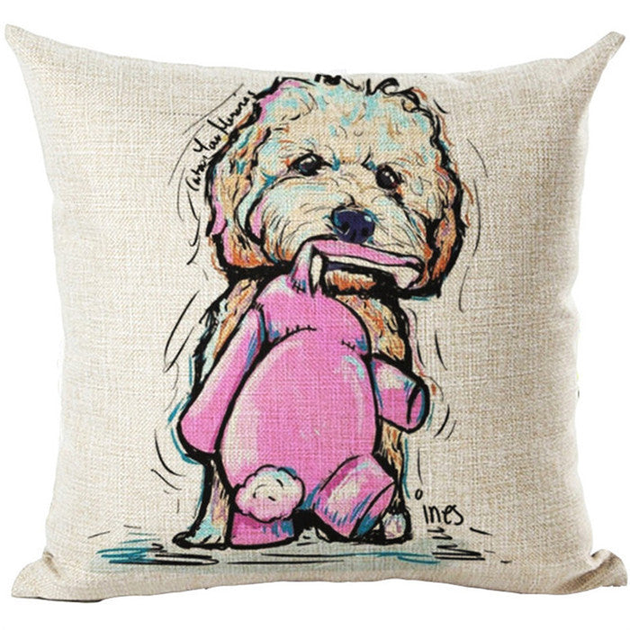 Online discount shop Australia - Fashion Style Cartoon dog Cushion Customized Throw Pillow Home Decorative Cotton Linen Square Printing