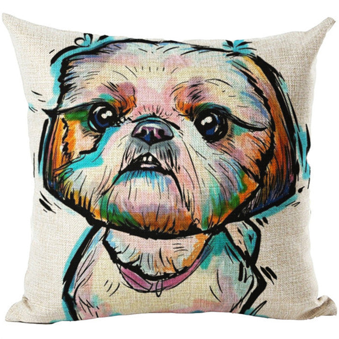 Online discount shop Australia - Fashion Style Cartoon dog Cushion Customized Throw Pillow Home Decorative Cotton Linen Square Printing