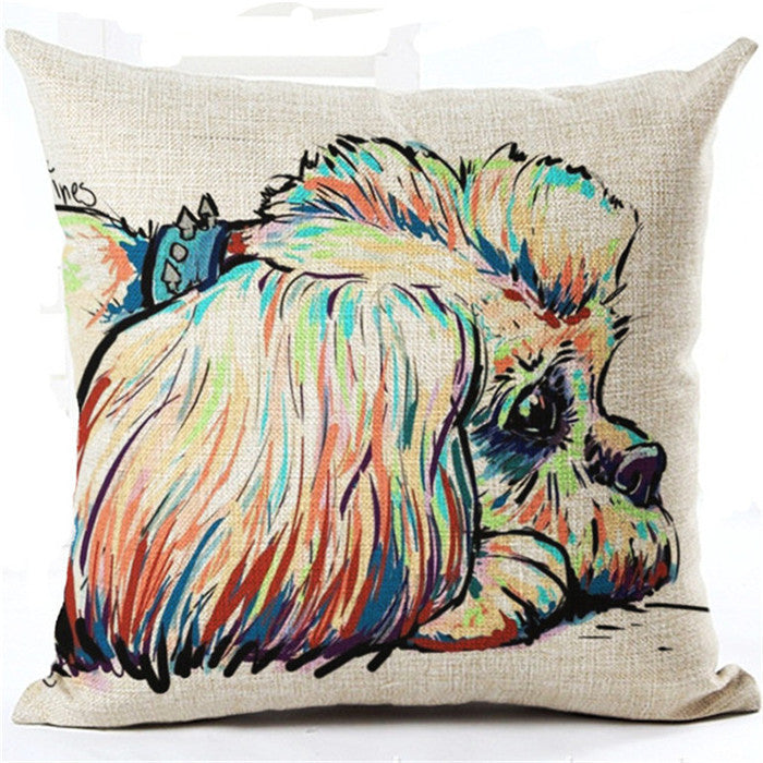 Online discount shop Australia - Fashion Style Cartoon dog Cushion Customized Throw Pillow Home Decorative Cotton Linen Square Printing