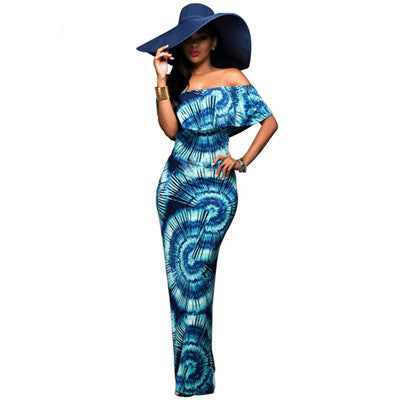 Online discount shop Australia - Fall Summer Ruffle Off Shoulder Maxi Dress Robe Sexy Party Dresses Backless Slim Elegant Vintage Floral Bodycon Long Dress