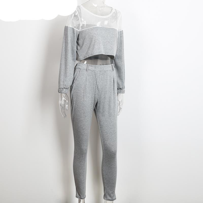 Online discount shop Australia - Mesh sexy jumpsuit romper long sleeve short top casual pants outfits Pockets o neck rompers womens jumpsuit