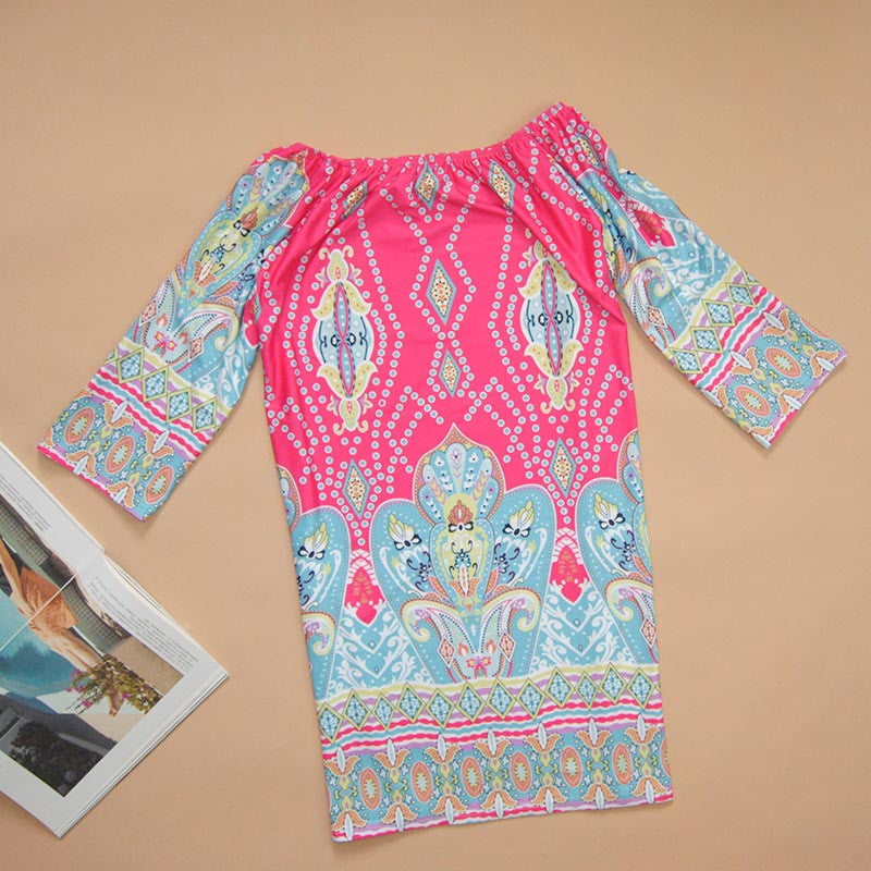 Online discount shop Australia - Bohemiajn Elegant Women Autumn Dress Off Shoulder Beach Tunic Dresses European Style Sexy Vestidos De Festa Ropa Mujer 10674