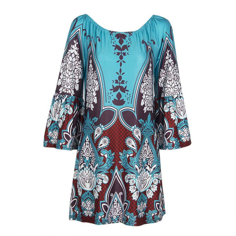 Online discount shop Australia - Bohemiajn Elegant Women Autumn Dress Off Shoulder Beach Tunic Dresses European Style Sexy Vestidos De Festa Ropa Mujer 10674