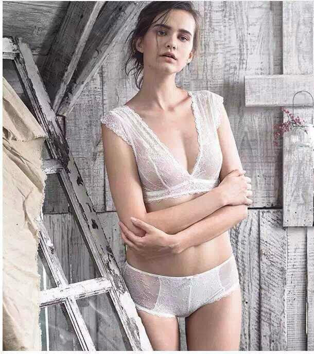 Victoria underwear for women sexy bra set lace thin see through bras wireless U.S back plunge bra and panty set