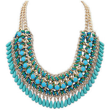 Online discount shop Australia - Layered Bohemian Tassel Fringe Drop Vintage Weave Multilayer Collar Necklace Choker Chain Bib Statement Necklace & Pendants