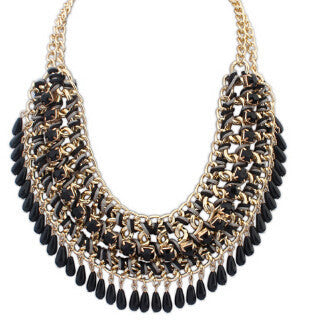 Online discount shop Australia - Layered Bohemian Tassel Fringe Drop Vintage Weave Multilayer Collar Necklace Choker Chain Bib Statement Necklace & Pendants