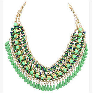 Online discount shop Australia - Layered Bohemian Tassel Fringe Drop Vintage Weave Multilayer Collar Necklace Choker Chain Bib Statement Necklace & Pendants