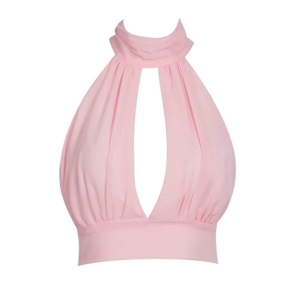 Online discount shop Australia - 5 Colors High Neck Halter Lace Crop Top Bralette Vest Sexy Slit Front Tied Back Beachwear Clubwear Women Clothing